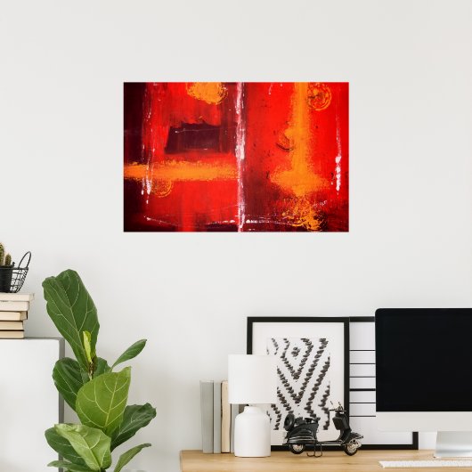 Rode Abstracte expressionist die het Poster van de (Thuiskantoor)