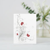 Rode Abstracte Floral Briefkaart (Staand voorkant)