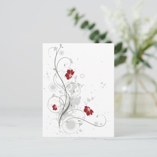 Rode Abstracte Floral Briefkaart (Staand voorkant)