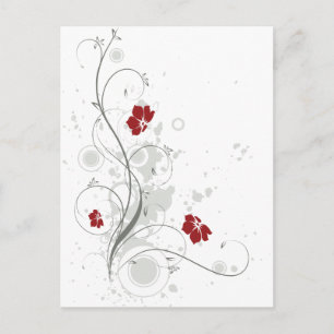 Rode Abstracte Floral Briefkaart