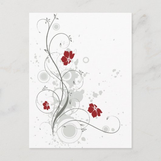 Rode Abstracte Floral Briefkaart (Voorkant)
