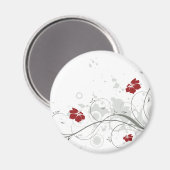 Rode Abstracte Floral Magneet (Voorkant / Achterkant)