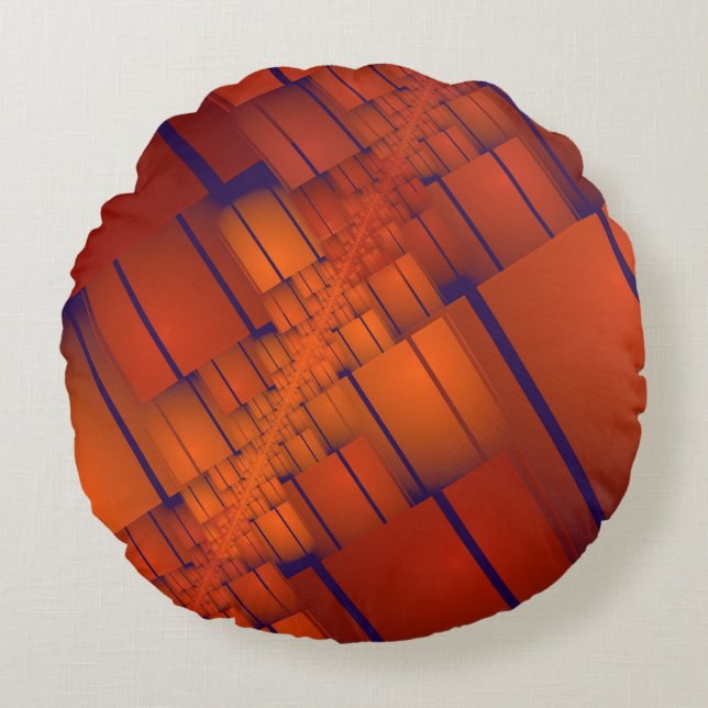 Rode abstracte geometrische decoratie rond kussen (Voorkant)