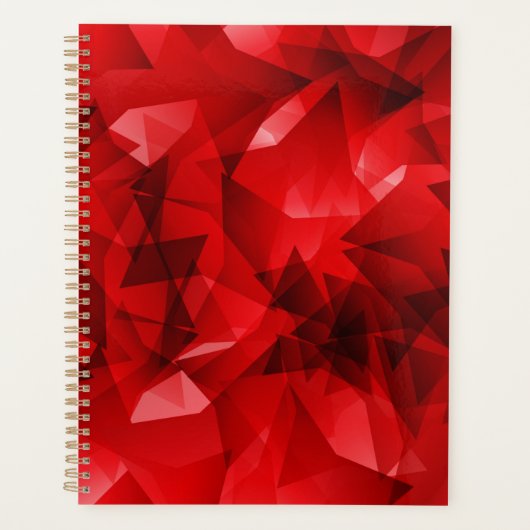 Rode Abstracte Geometrische Kristal Achtergrond Planner (Voorkant)