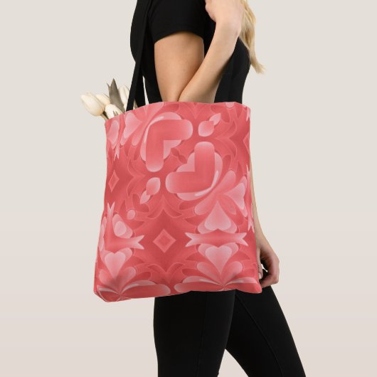 Rode Abstracte harten en diamanten Tote Bag (Dichtbij)