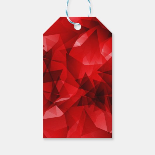 Rode Abstracte Kristal Verjaardag Aangepaste Tekst Cadeaulabel (Voorkant)