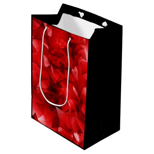 Rode Abstracte Kristal Verjaardag Aangepaste Tekst Medium Cadeauzakje (Voorkant Gekanteld)