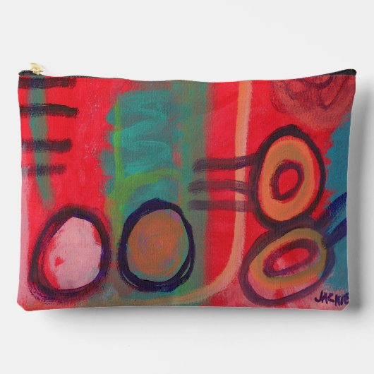 Rode Abstracte kunst make-up tas (Voorkant)