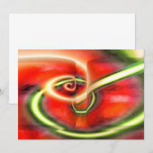 Rode Abstracte kunstuitnodigingen - Computer Waves Kaart (Voorkant / Achterkant)