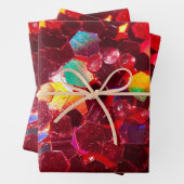 Rode abstracte mozaïekglanzend glitterpatroon inpakpapier vel (In situ)