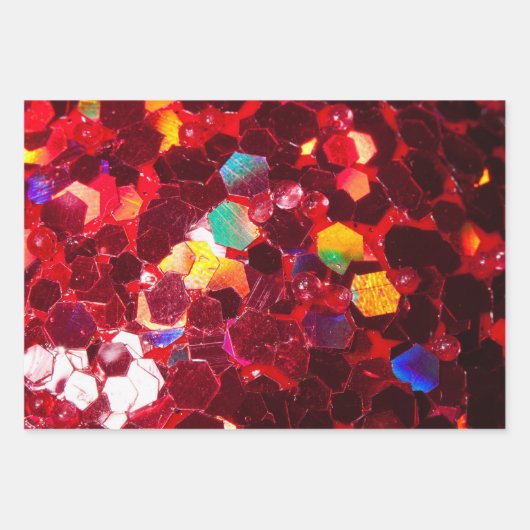 Rode abstracte mozaïekglanzend glitterpatroon inpakpapier vel (Voorkant)