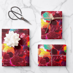 Rode abstracte mozaïekglanzend glitterpatroon inpakpapier vel