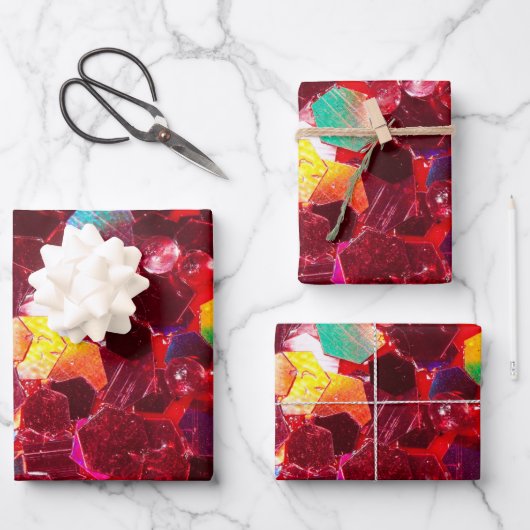 Rode abstracte mozaïekglanzend glitterpatroon inpakpapier vel (Voorkant)