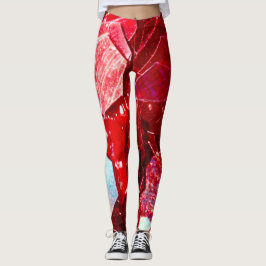 Rode abstracte mozaïekglanzend glitterpatroon leggings