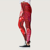 Rode abstracte mozaïekglanzend glitterpatroon leggings (Links)