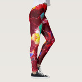 Rode abstracte mozaïekglanzend glitterpatroon leggings (Rechts)
