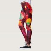 Rode abstracte mozaïekglanzend glitterpatroon leggings (Links)
