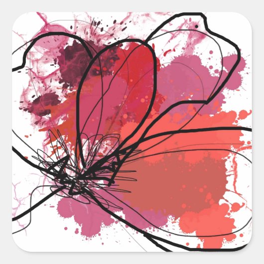 Rode Abstracte pensellaflak .JPEG Vierkante Sticker (Voorkant)