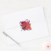 Rode Abstracte pensellaflak .JPEG Vierkante Sticker (Envelop)