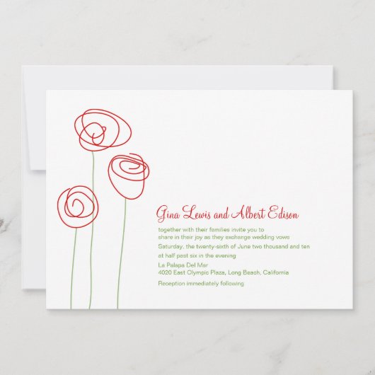 Rode Abstracte Rozen Weddenschap Kaart (Voorkant)