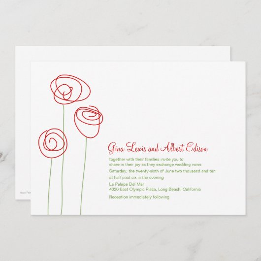 Rode Abstracte Rozen Weddenschap Kaart (Voorkant / Achterkant)