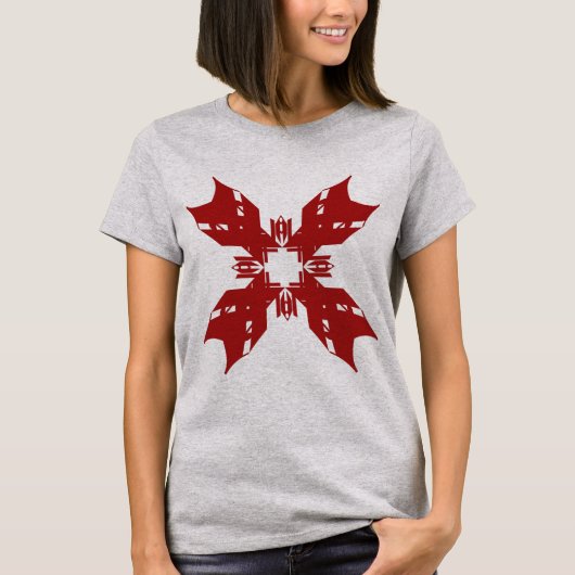 Rode Abstracte Sneeuwvlok Bloemen Hedendaagse Pop  T-shirt (Voorkant)