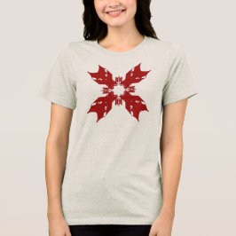 Rode Abstracte Sneeuwvlok Bloemen Hedendaagse Pop Tri-Blend Shirt