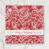 Rode Abstracte sneeuwvlok Patroon#10 ID1009 Bedankjes Labels (Voorkant)