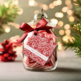 Rode Abstracte sneeuwvlok Patroon#10 ID1009 Bedankjes Labels