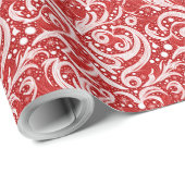 Rode Abstracte sneeuwvlok Patroon#10 ID1009 Cadeaupapier (Rol Hoek)