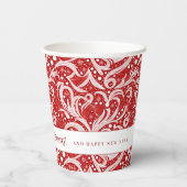 Rode Abstracte sneeuwvlok Patroon#10 ID1009 Papieren Bekers (Achterkant)