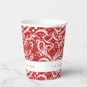 Rode Abstracte sneeuwvlok Patroon#10 ID1009 Papieren Bekers (Rechts)