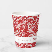 Rode Abstracte sneeuwvlok Patroon#10 ID1009 Papieren Bekers (Voorkant)