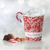 Rode Abstracte sneeuwvlok Patroon#10 ID1009 Papieren Bekers