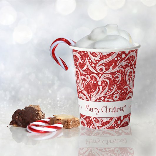 Rode Abstracte sneeuwvlok Patroon#10 ID1009 Papieren Bekers