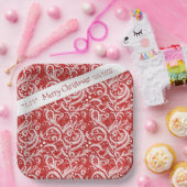 Rode Abstracte sneeuwvlok Patroon#10 ID1009 Papieren Bordje (Feest)