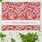 Rode Abstracte sneeuwvlok Patroon#10 ID1009 Theedoek (Gevouwen)