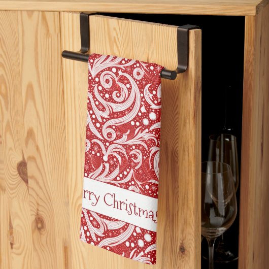 Rode Abstracte sneeuwvlok Patroon#10 ID1009 Theedoek (Derde Gevouwen)