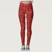 Rode Abstracte textielstof Leggings (Voorkant)