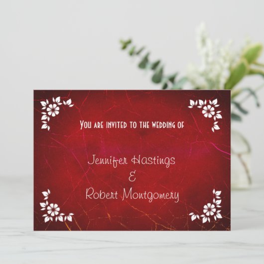 Rode Abstracte Textuur Informele Trouwdag Kaart (Staand voorkant)