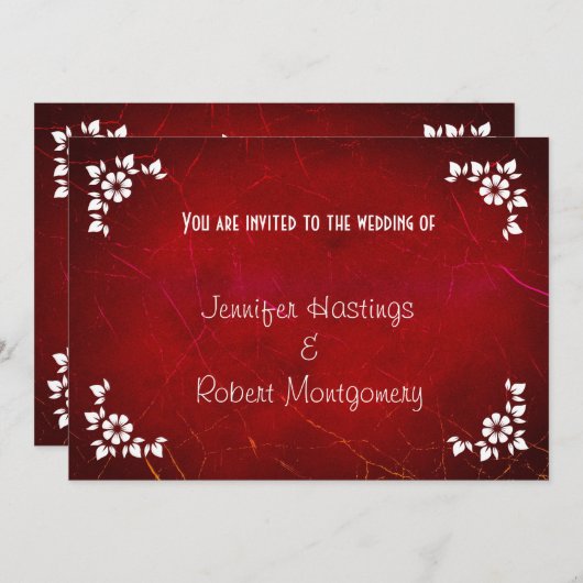 Rode Abstracte Textuur Informele Trouwdag Kaart (Voorkant / Achterkant)