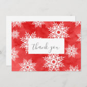 Rode Abstracte Waterverf Snowflakes Bedankkaart (Voorkant / Achterkant)