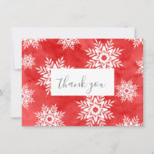 Rode Abstracte Waterverf Snowflakes Bedankkaart (Voorkant)