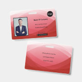 Rode Abstracte Zakelijke Foto Identificatie ID Badge (Voor- en achterkant)