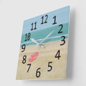 Rode Abstracte zandkrab Beach Grote zwarte cijfers Vierkante Klok (Hoek)