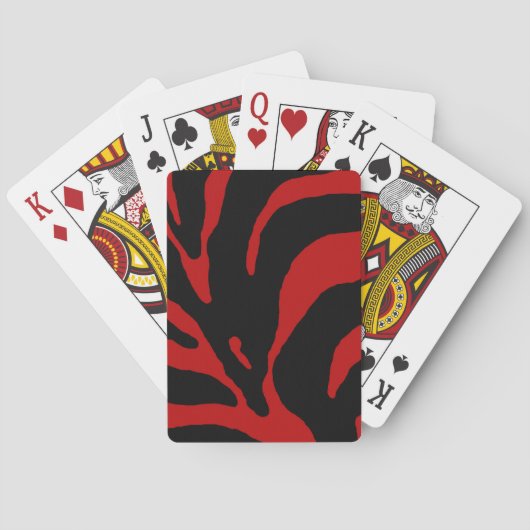 Rode Abstracte Zebrastripes Pokerkaarten (Achterkant)