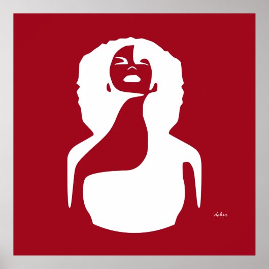 rode abstracte zwarte vrouw op natuurlijk haar poster (Voorkant)
