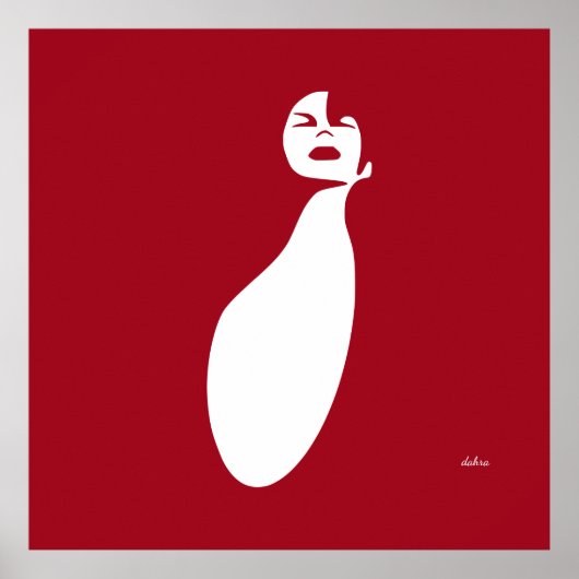 rode abstracte zwarte vrouw op natuurlijk haar poster (Voorkant)