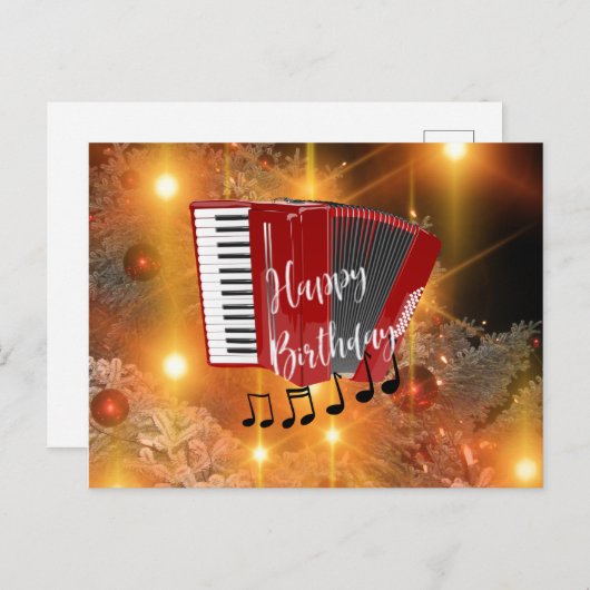 Rode Accordeon, Gefeliciteerd verjaardagsgroet Briefkaart (Voorkant / Achterkant)