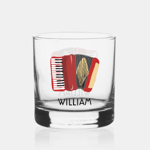 Rode accordeon illustratie gepersonaliseerd whisky glas